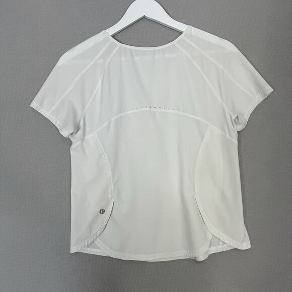 Lululemon Lightweight Stretch Running Short Sleeve Shirt Womens 4 White T-Shirt - Picture 4 of 8